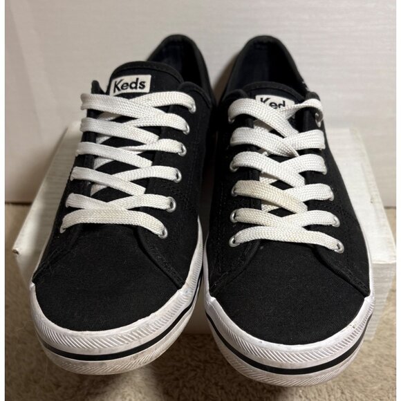 Keds Kickstart Sneakers Black Womens Sz 8 Canvas Laces Ortholite Insole WF54684 - Picture 3 of 11